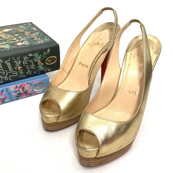 Christian Louboutin Shoes - Christian Louboutin Gold Catenita Platform Sandals